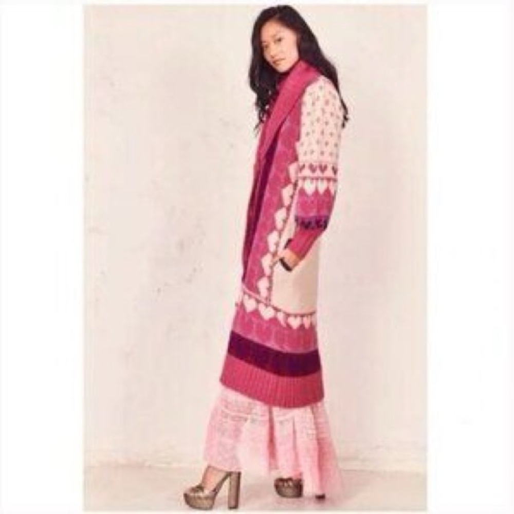LoveShackFancy Nova Alpaca Wool Heart Duster Cardigan Sweater